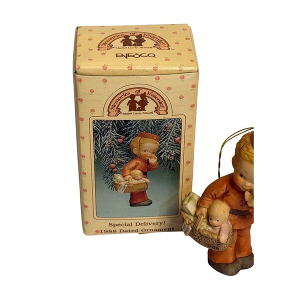VTG 80s Enesco Memories of Yesterday Ornament “Special Delivery!” 3.5" Holiday - Picture 3 of 4